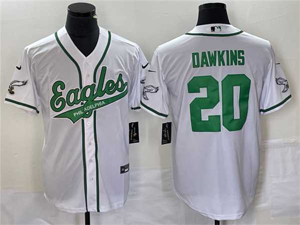 Men%27s Philadelphia Eagles #20 Brian Dawkins White Cool Base Baseball Stitched Jersey->philadelphia eagles->NFL Jersey